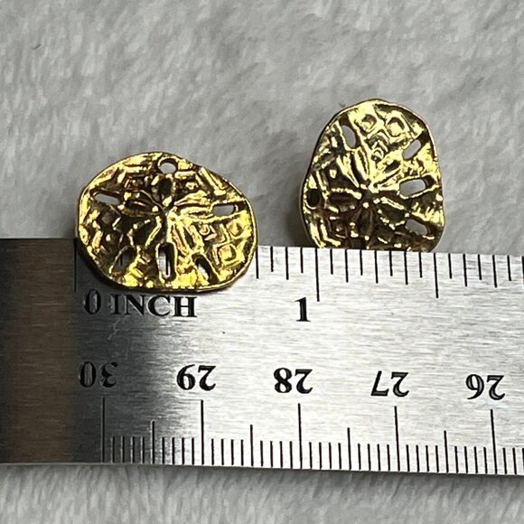 Gold-Tone Sand Dollar Earrings - Picture 3 of 5